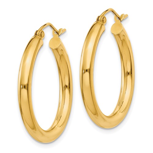 10k yellow gold classic round hoop earrings 25mm x 3mm