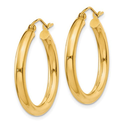 10k yellow gold classic round hoop earrings 25mm x 3mm