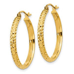 Load image into Gallery viewer, 14k Yellow Gold Diamond Cut Round Hoop Earrings 25mm x 2.5mm
