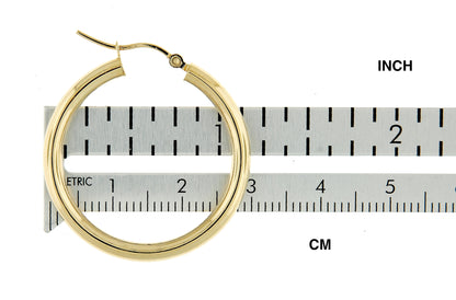14K Yellow Gold 30mm x 3mm Lightweight Classic Round Hoop Earrings