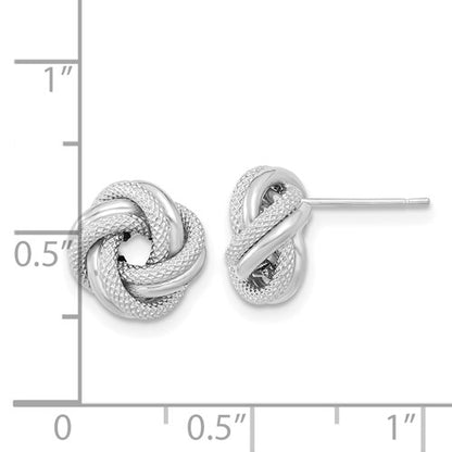 14k white gold 9mm classic love knot earrings post stud earrings