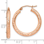 이미지를 갤러리 뷰어에 로드 , 10k Rose Gold Diamond Cut Round Hoop Earrings 25mm x 3mm
