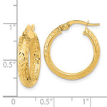 Load image into Gallery viewer, 14k Yellow Gold Diamond Cut Inside Outside Round Hoop Earrings 19mm x 3.75mm
