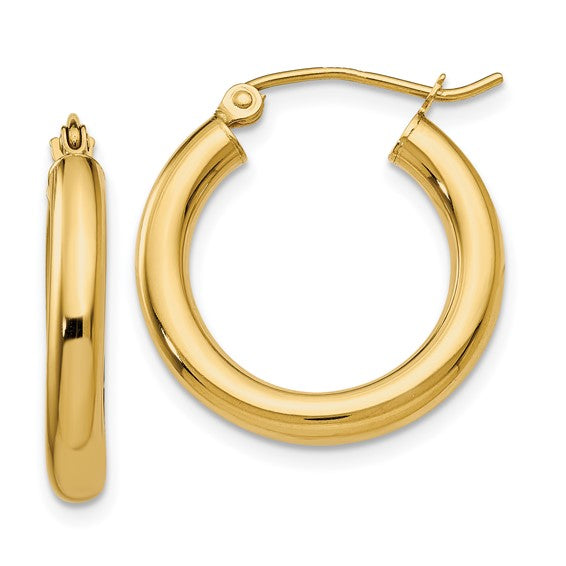 10k yellow gold classic round hoop earrings 19mm x 3mm