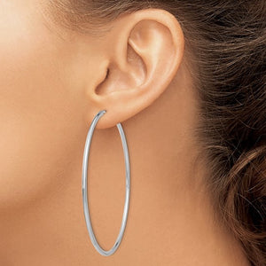 14k White Gold Round Endless Hoop Earrings 64mm x 2mm