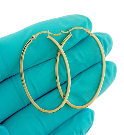 14k yellow gold classic large oval hoop earrings 40mm x 23mm x 3mm
