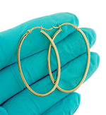 Load image into Gallery viewer, 14k Yellow Gold Classic Large Oval Hoop Earrings 40mm x 23mm x 3mm
