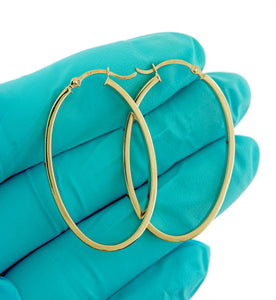 14k Yellow Gold Classic Large Oval Hoop Earrings 40mm x 23mm x 3mm