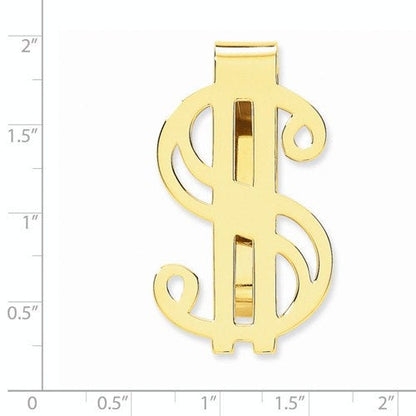 14k solid yellow gold money clip dollar sign symbol personalized engraved monogram