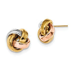 Load image into Gallery viewer, 14k Gold Tri Color 14mm Love Knot Post Earrings
