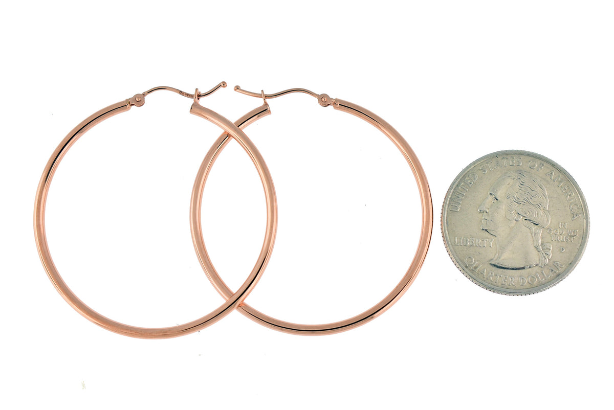 14k rose gold classic round hoop earrings 40mm x 2mm