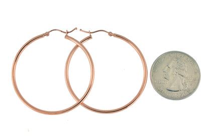 14k rose gold classic round hoop earrings 40mm x 2mm