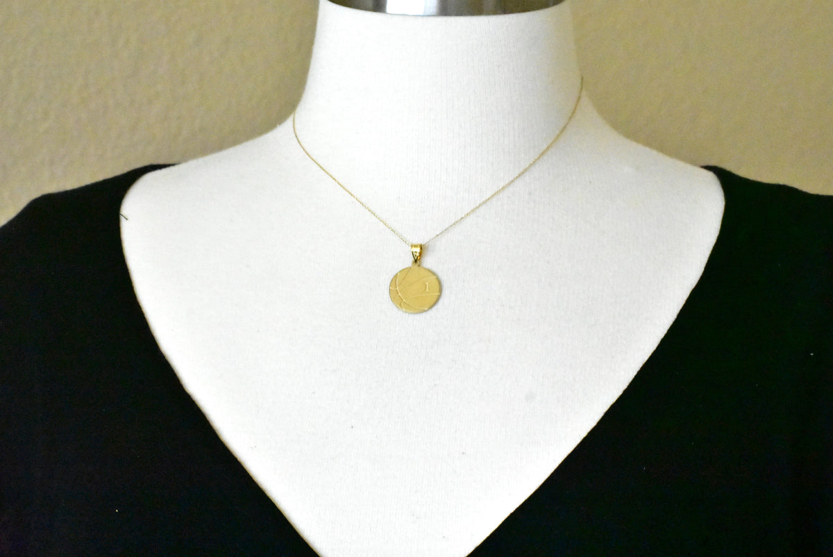 14k 10k gold sterling silver basketball personalized engraved pendant