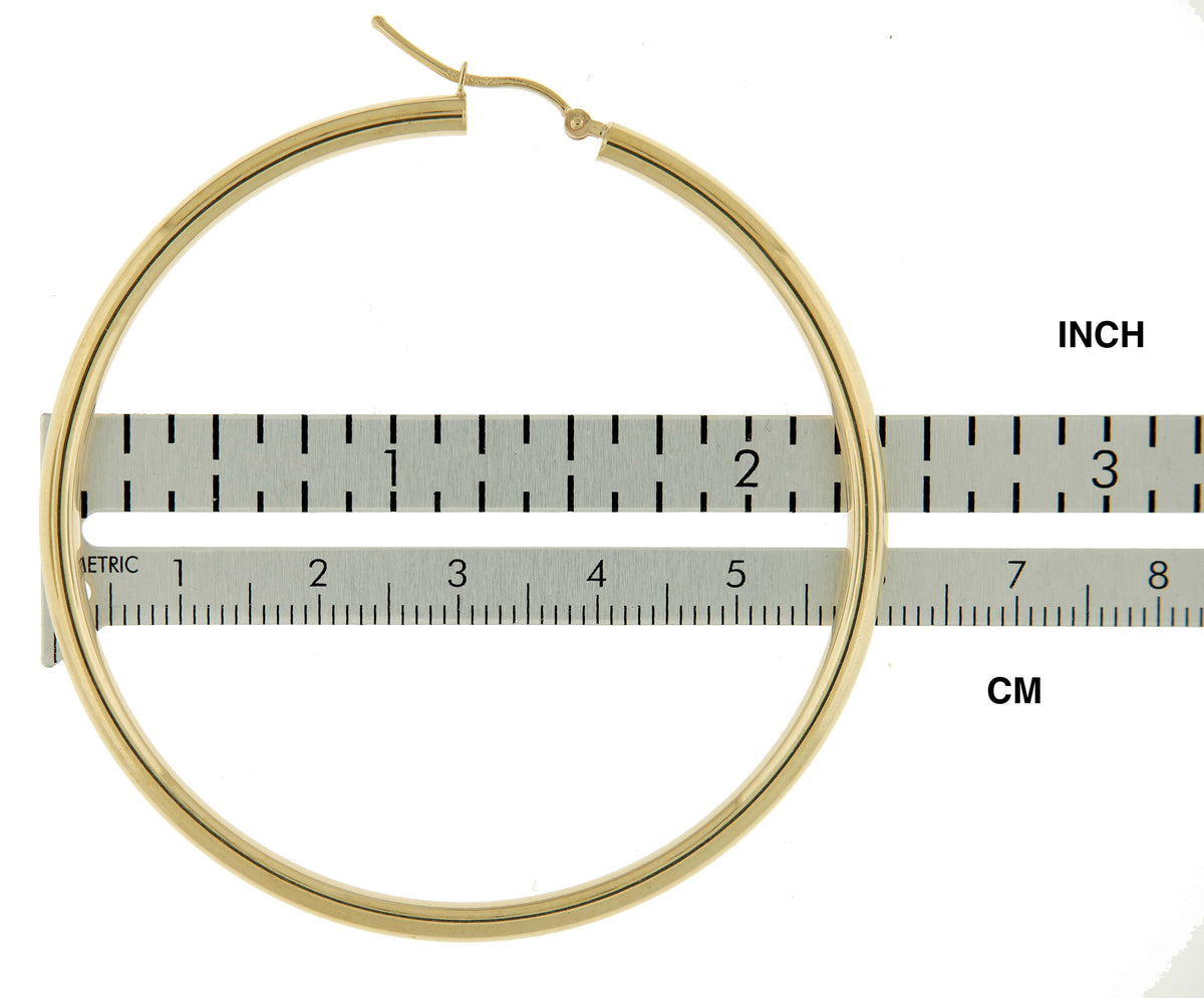 14k yellow gold classic round large hoop earrings 58mm x 3mm lightweight
