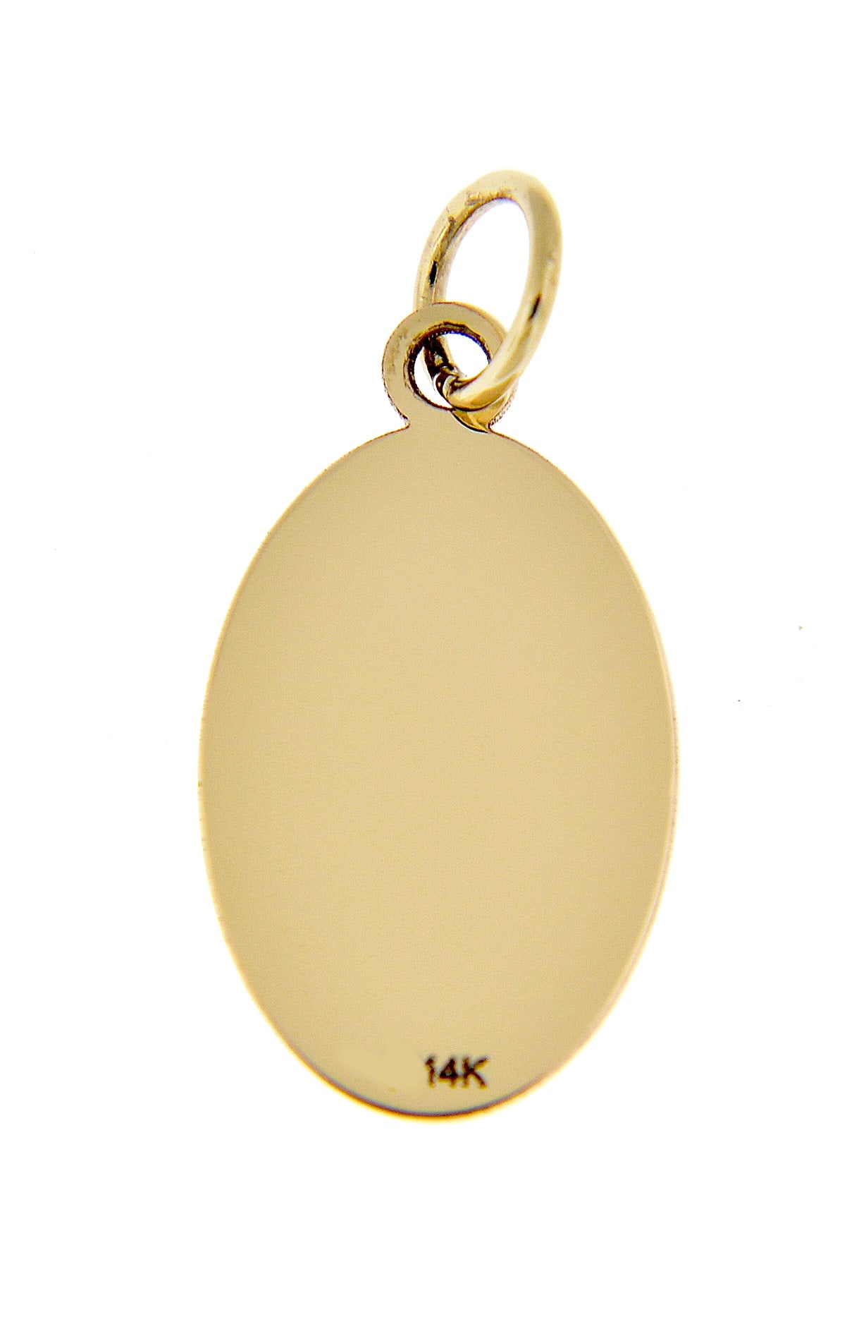 14K Yellow Gold Oval Disc Pendant Charm Personalized Engraved Initial Letter Monogram