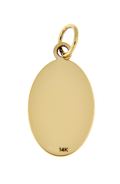 14k yellow gold oval disc pendant charm personalized engraved initial letter monogram