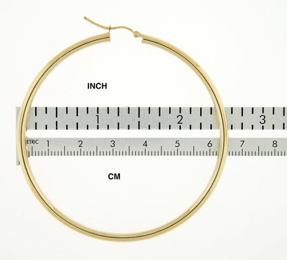 10k yellow gold classic round hoop earrings 65mm x 3mm