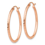 Load image into Gallery viewer, 10k Rose Gold Diamond Cut Round Hoop Earrings 29mm x 2mm

