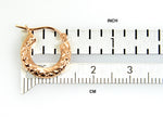 Загрузить изображение в средство просмотра галереи, 14K Rose Gold Diamond Cut Textured Classic Round Hoop Earrings 14mm x 3mm
