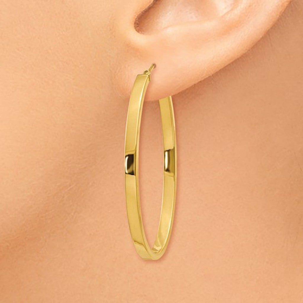 14k yellow gold classic large oval hoop earrings 40mm x 23mm x 3mm