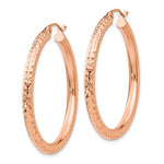Load image into Gallery viewer, 14K Rose Gold Diamond Cut Classic Round Hoop Textured Earrings 36mm x 3mm
