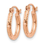 Załaduj obraz do przeglądarki galerii, 10k Rose Gold Diamond Cut Round Hoop Earrings 13mm x 2mm
