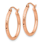 Lade das Bild in den Galerie-Viewer, 14K Rose Gold Diamond Cut Textured Classic Round Hoop Earrings 20mm x 2mm
