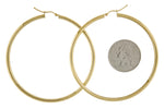 Загрузить изображение в средство просмотра галереи, 10K Yellow Gold Classic Round Hoop Earrings 65mm x 3mm
