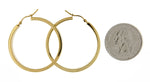 Indlæs billede til gallerivisning 10k Yellow Gold Classic Square Tube Round Hoop Earrings 35mm x 4mm
