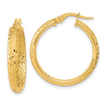 Lade das Bild in den Galerie-Viewer, 14k Yellow Gold Diamond Cut Inside Outside Round Hoop Earrings 25mm x 3.75mm
