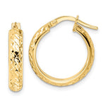 Load image into Gallery viewer, 14K Yellow Gold Diamond Cut Round Hoop Earrings 18mm x 4mm
