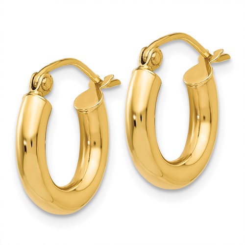10K Yellow Gold Classic Round Hoop Earrings 14mm x 3mm