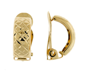 14K Yellow Gold Non Pierced Clip On J Hoop Earrings