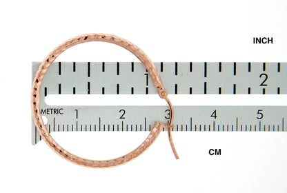 14k rose gold 30mm x 2mm diamond cut round hoop earrings