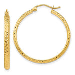 Load image into Gallery viewer, 14k Yellow Gold Diamond Cut Round Hoop Earrings 30mm x 2.5mm
