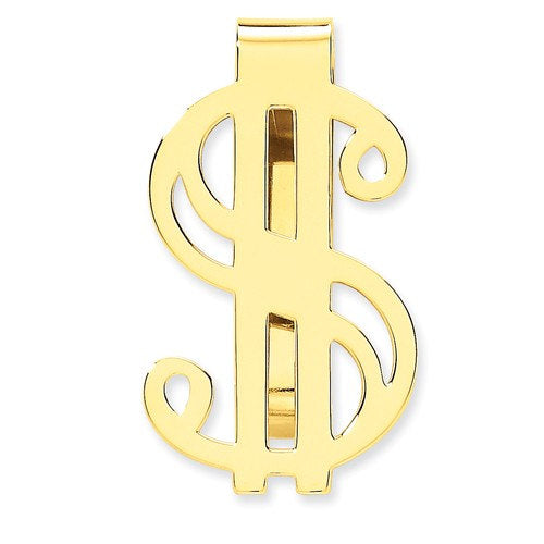 14k solid yellow gold money clip dollar sign symbol personalized engraved monogram