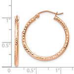 Carregar imagem no visualizador da galeria, 14K Rose Gold 25mm x 2mm Diamond Cut Round Hoop Earrings
