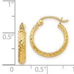 Lataa kuva Galleria-katseluun, 14k Yellow Gold Diamond Cut Round Hoop Earrings 15mm x 2.5mm
