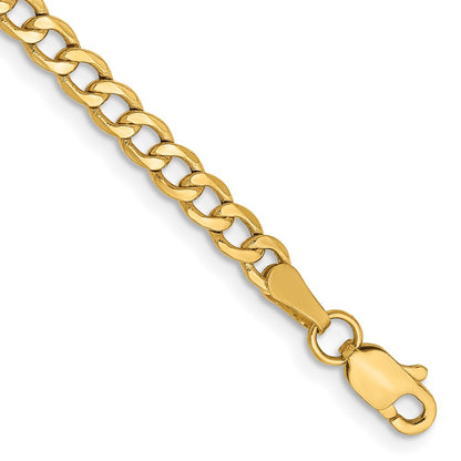 14K Yellow Gold 3.35mm Semi-Solid Curb Bracelet Anklet Choker Necklace Pendant Chain