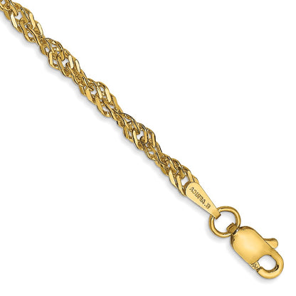 14K Yellow Gold 2.75mm Lightweight Singapore Bracelet Anklet Choker Necklace Pendant Chain