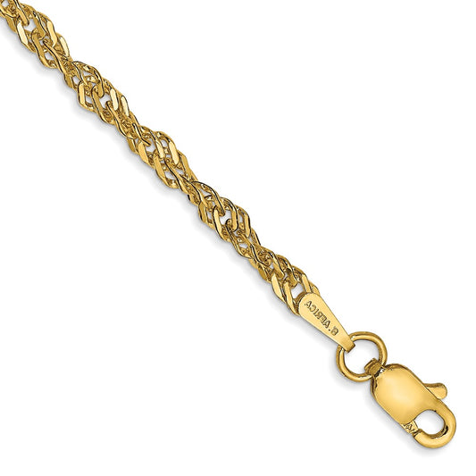 14K Yellow Gold 2.75mm Lightweight Singapore Bracelet Anklet Choker Necklace Pendant Chain