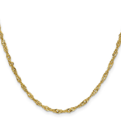 14K Yellow Gold 2.75mm Lightweight Singapore Bracelet Anklet Choker Necklace Pendant Chain