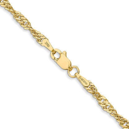 14K Yellow Gold 2.75mm Lightweight Singapore Bracelet Anklet Choker Necklace Pendant Chain