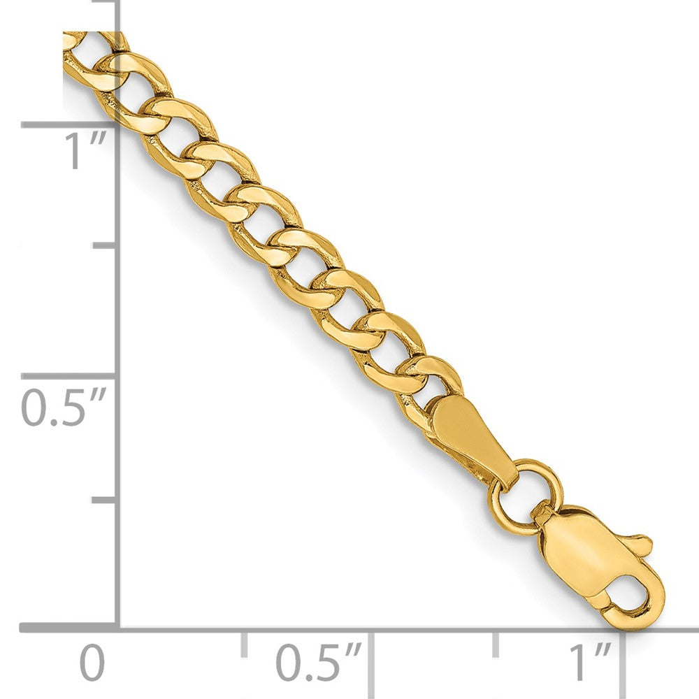 14K Yellow Gold 3.35mm Semi-Solid Curb Bracelet Anklet Choker Necklace Pendant Chain