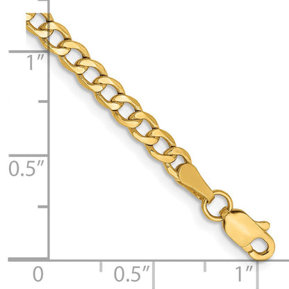 14K Yellow Gold 3.35mm Semi-Solid Curb Bracelet Anklet Choker Necklace Pendant Chain