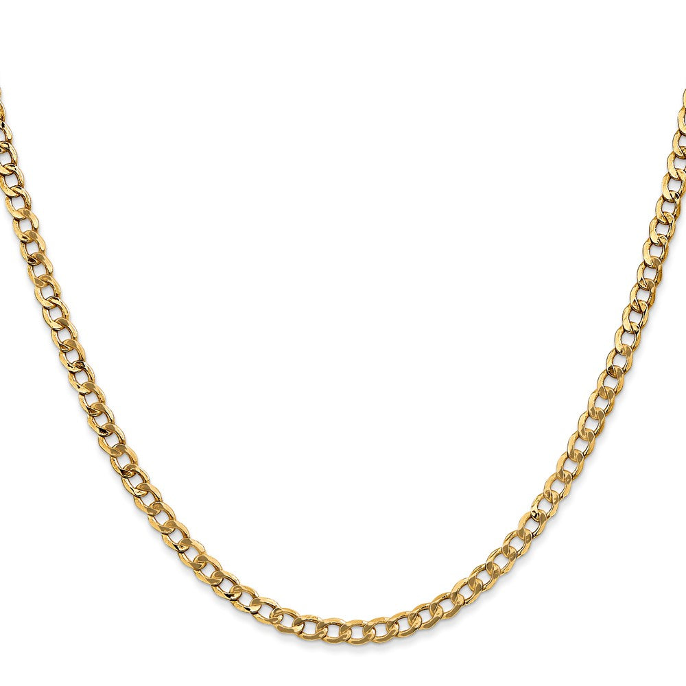14K Yellow Gold 3.35mm Semi-Solid Curb Bracelet Anklet Choker Necklace Pendant Chain