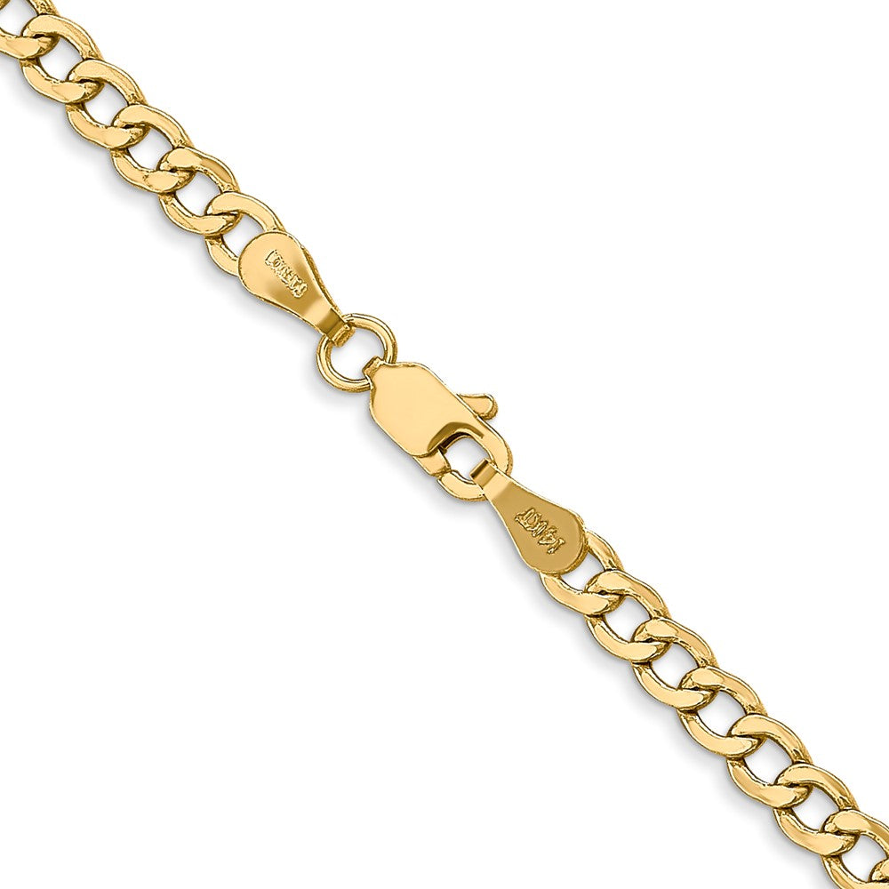 14K Yellow Gold 3.35mm Semi-Solid Curb Bracelet Anklet Choker Necklace Pendant Chain
