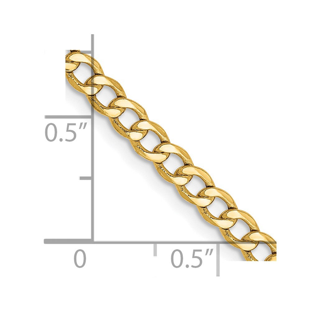 14K Yellow Gold 3.35mm Semi-Solid Curb Bracelet Anklet Choker Necklace Pendant Chain