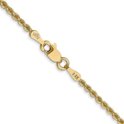 14K Yellow Gold 2mm Solid Regular Rope Bracelet Anklet Choker Necklace Pendant Chain