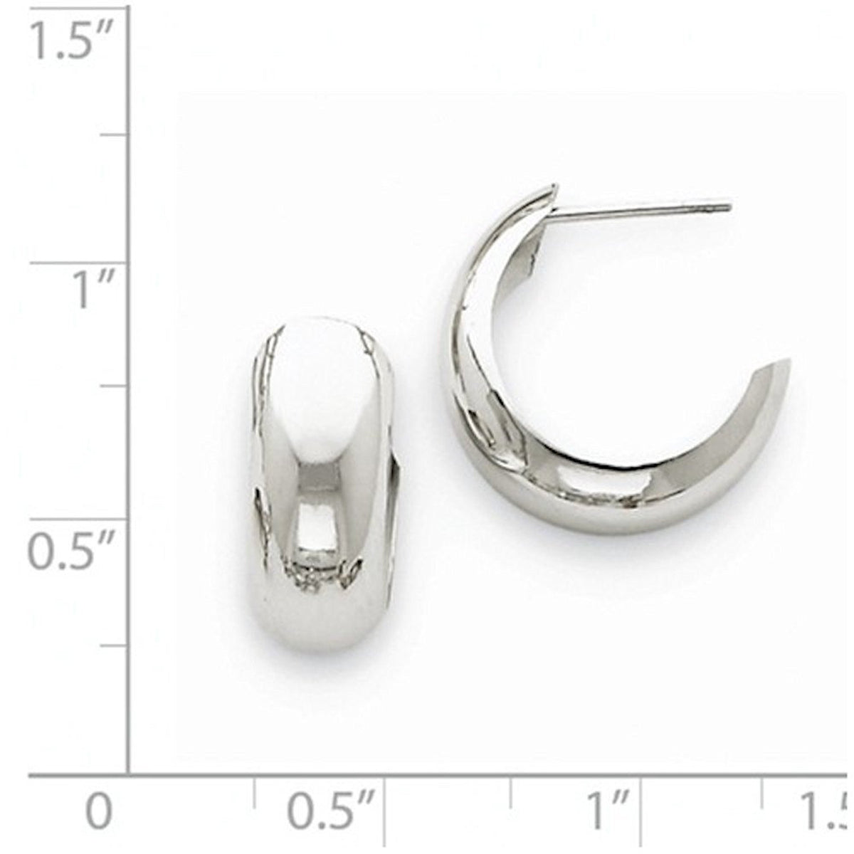 14k white gold j hoop earrings post push back